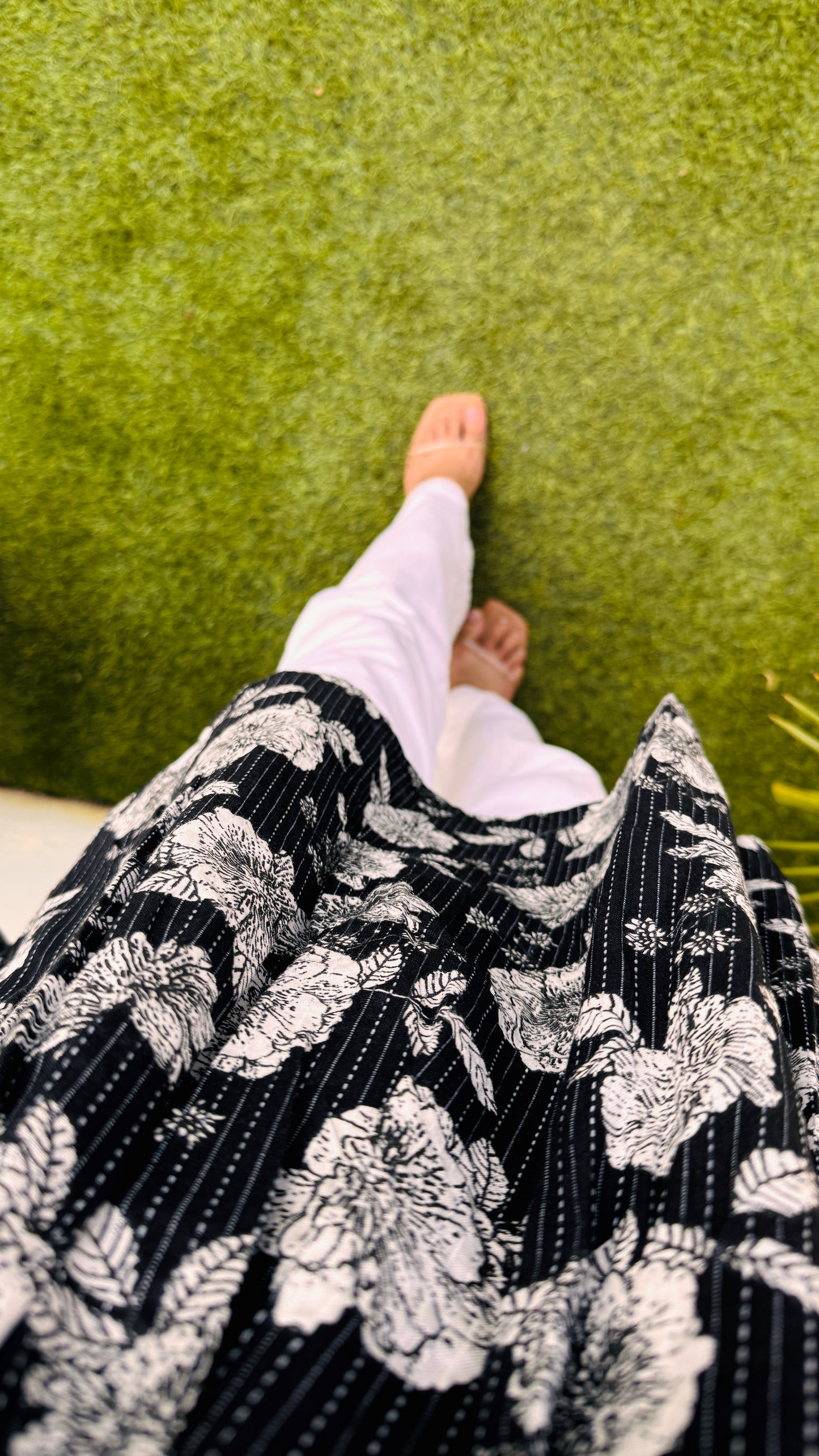 Cotton Katha Black Flared Printed Aliacut Peplum Top