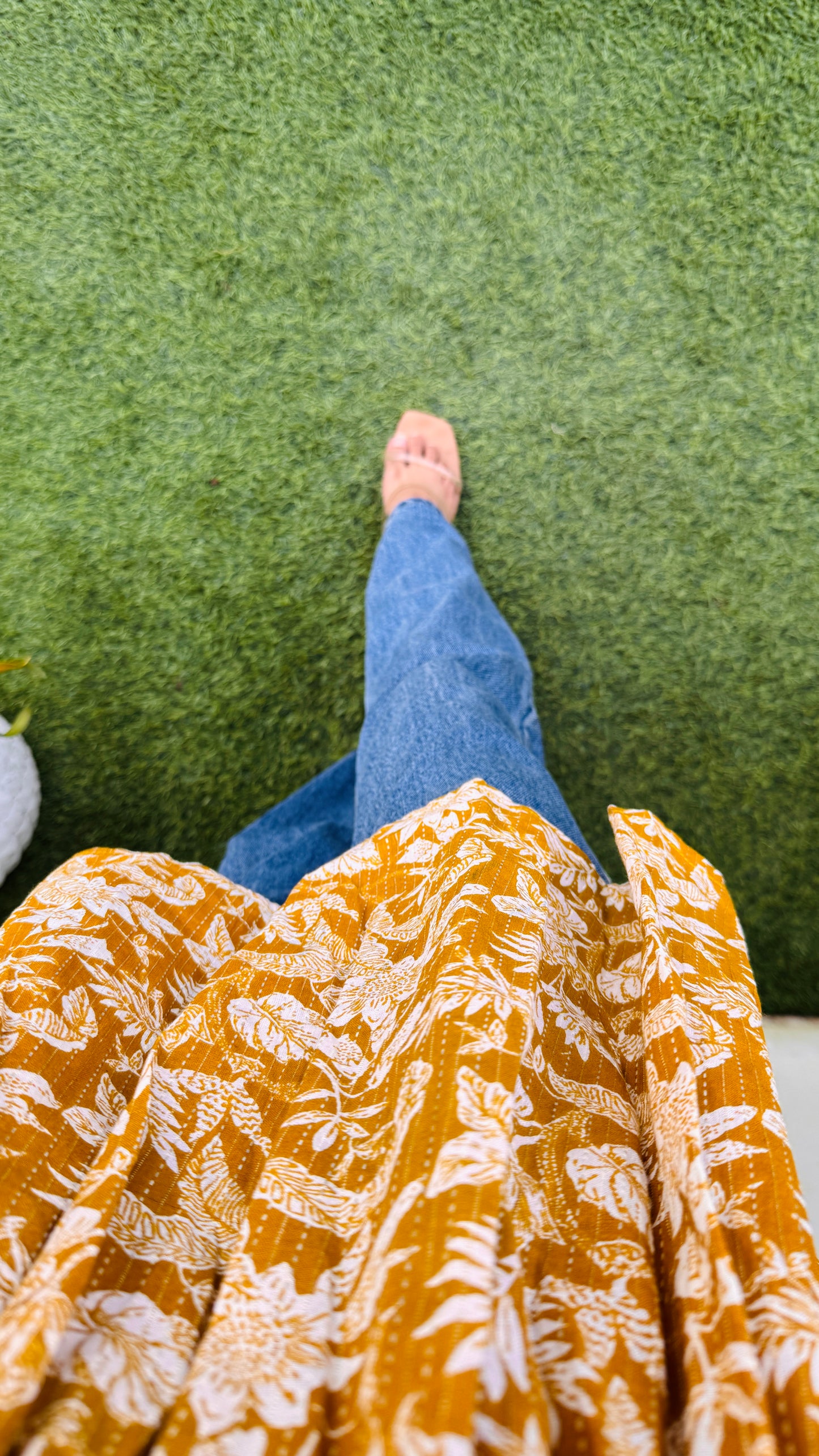 Cotton Katha Yellow Flared Printed Aliacut Peplum Top