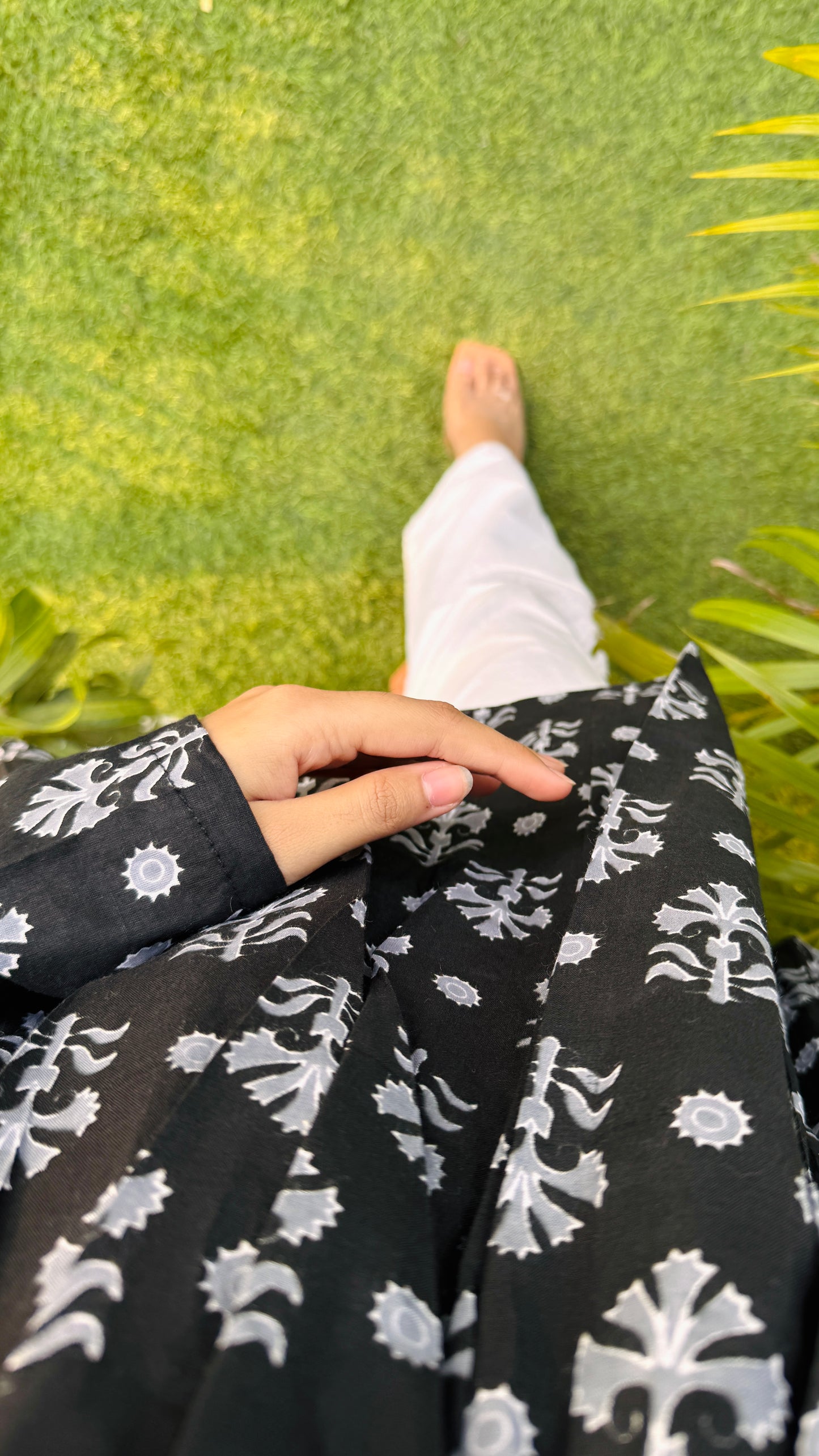 Cotton Black Flared Printed Aliacut Peplum Top