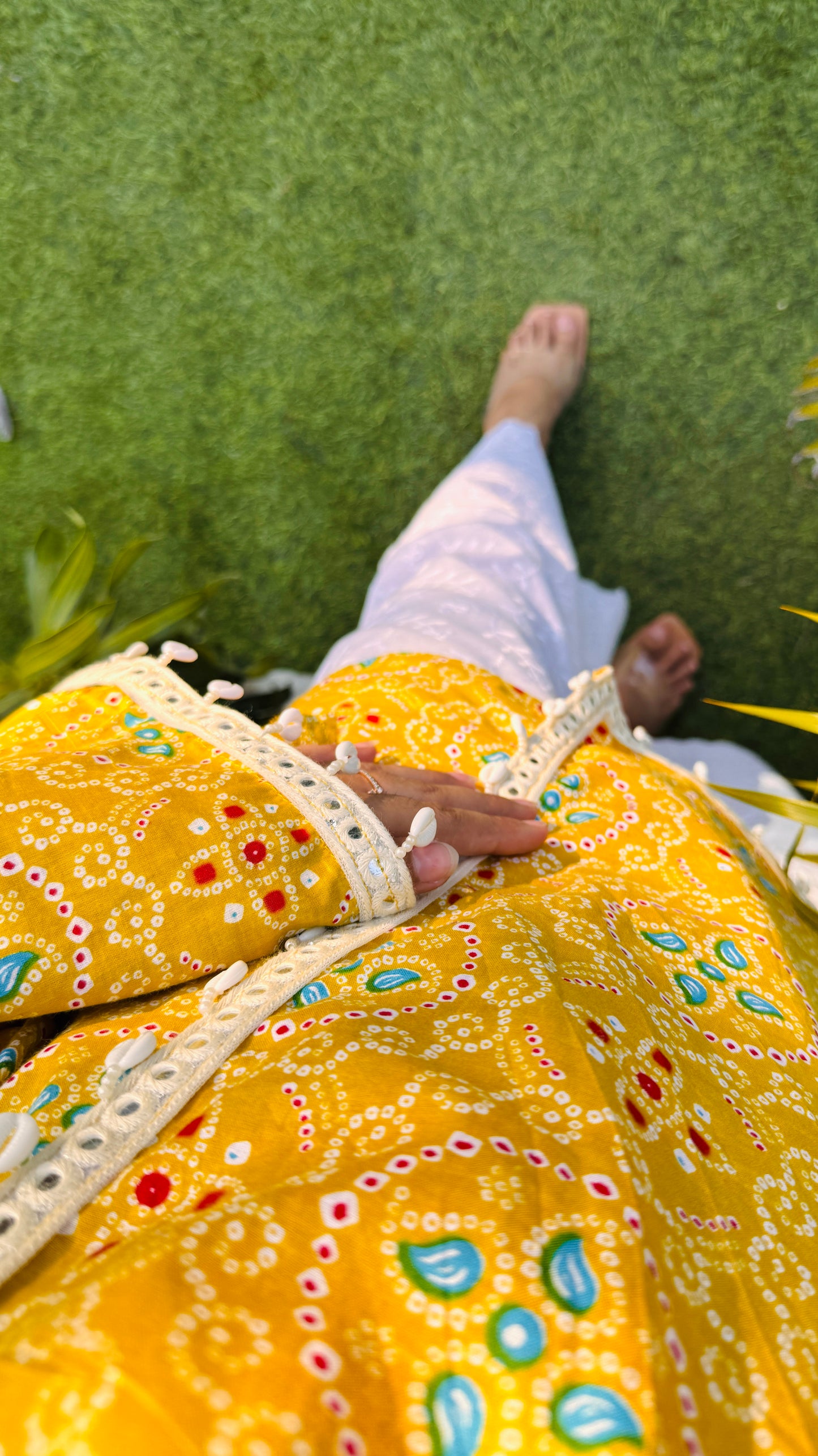 Cotton Bandhani Print Shells Detailing Angrakha Kurti