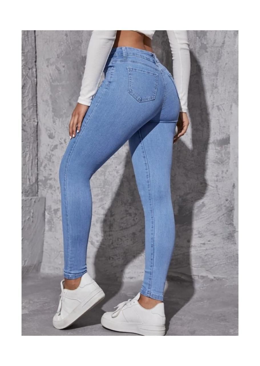 High Waist Ice Blue Skin Fit Denim Jeans