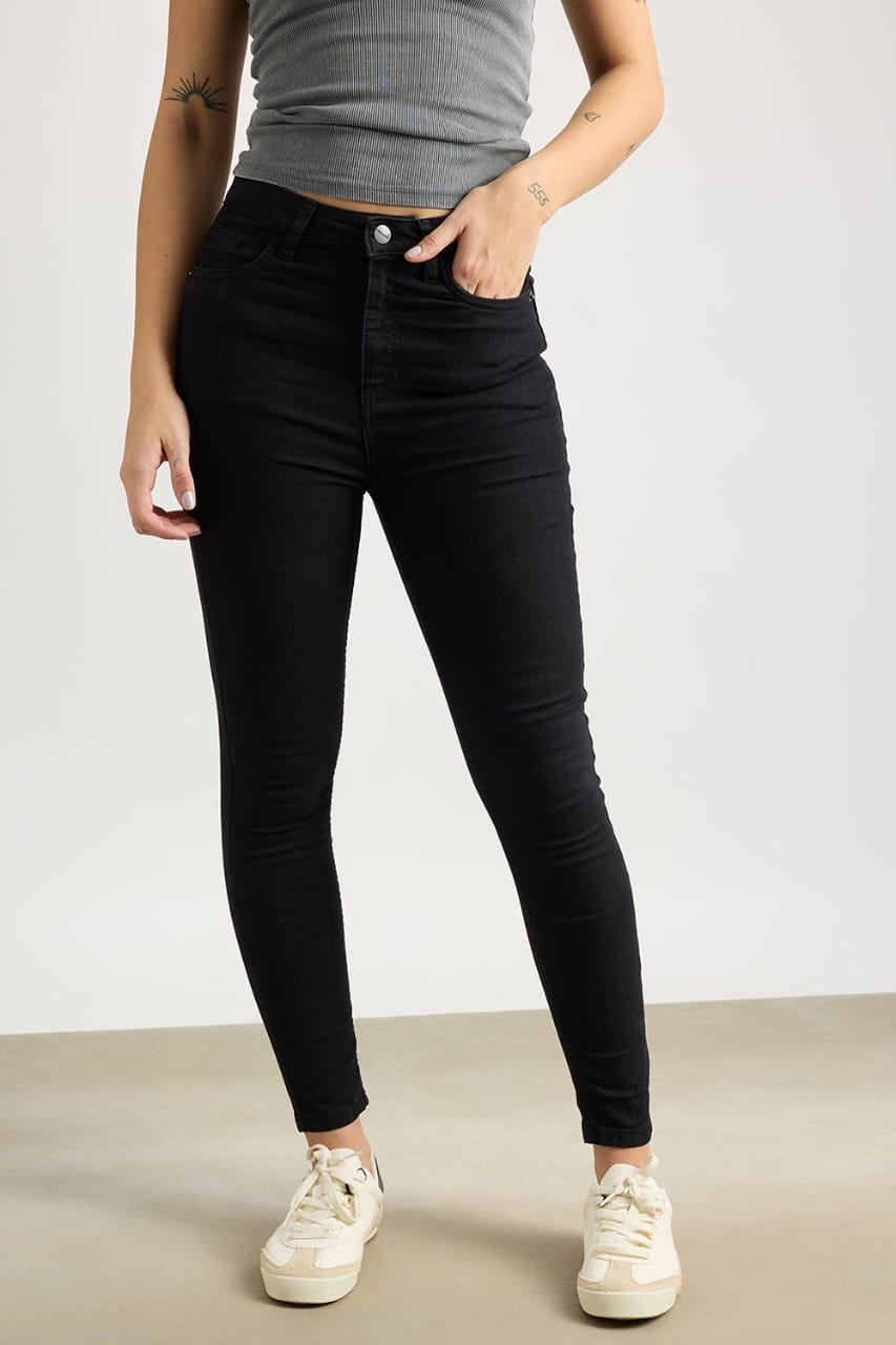 High Waist Black Skin Fit Denim Jeans