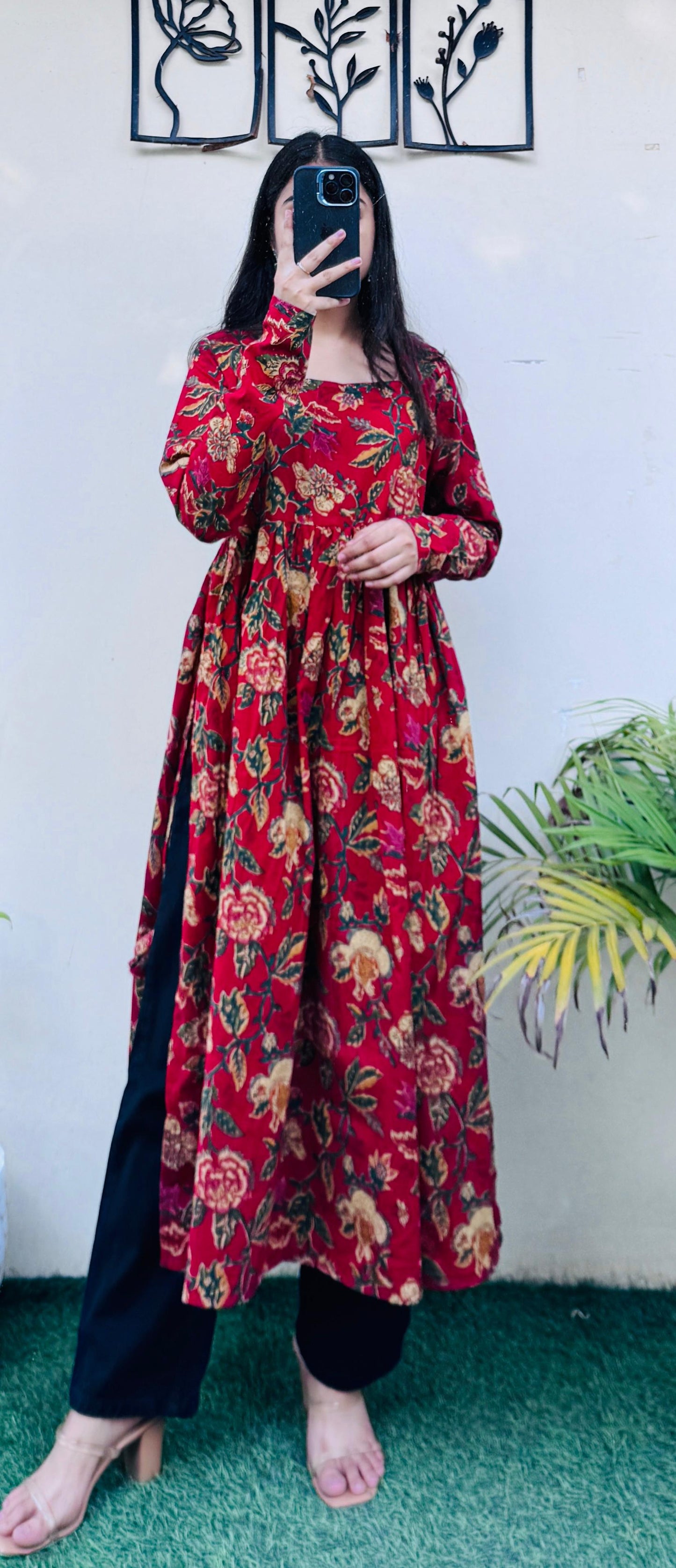 Cotton Full Sleeve Nayra Cut Long Kurti
