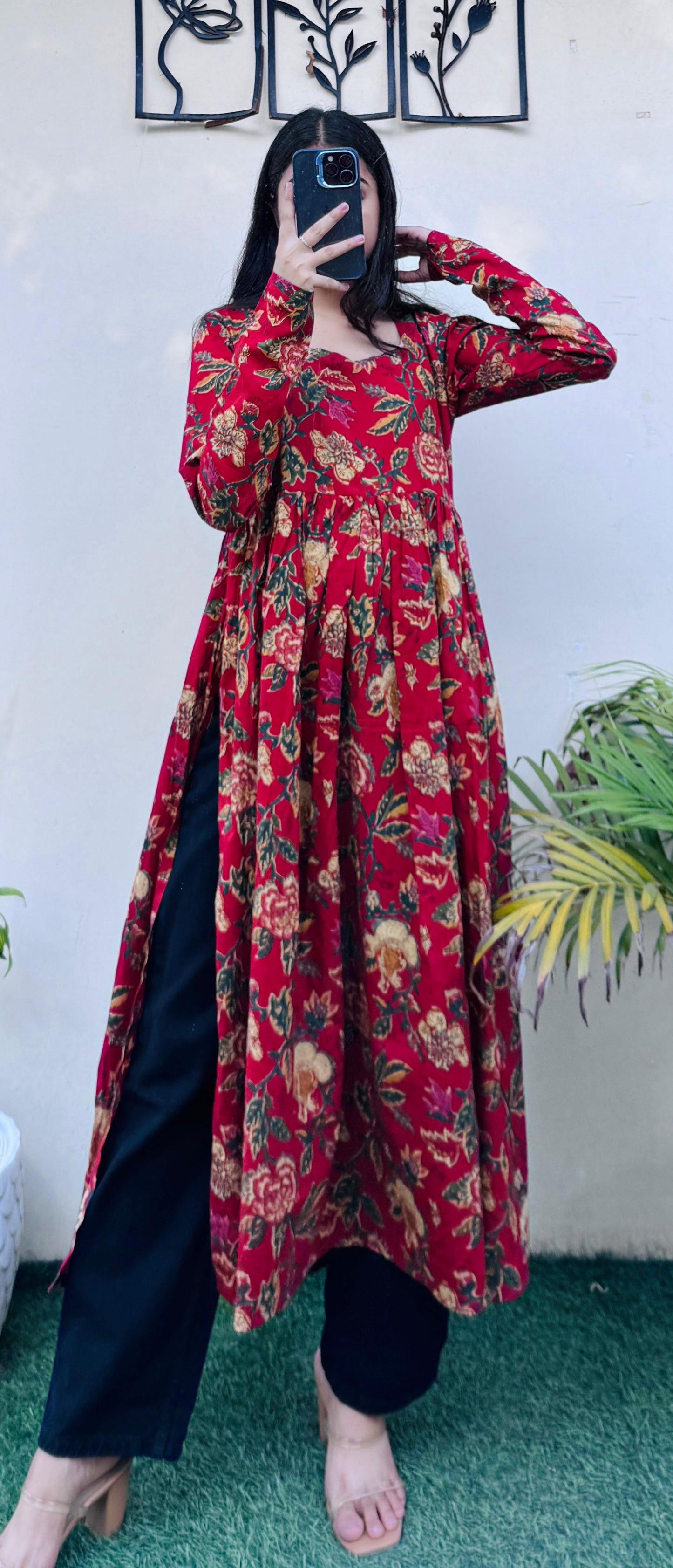Cotton Full Sleeve Nayra Cut Long Kurti