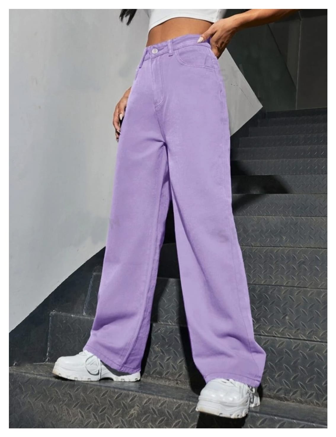 High Waist Lavender Wide Leg Denim