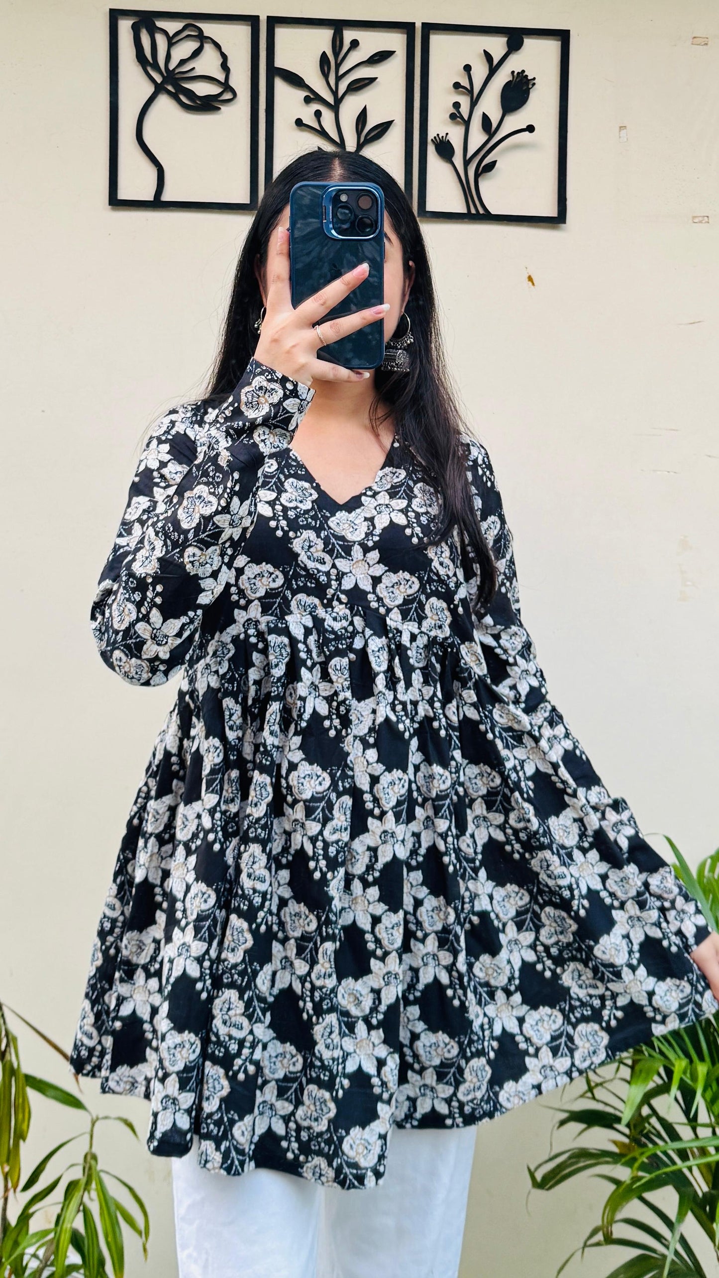 Cotton Flared Printed Aliacut Peplum Top