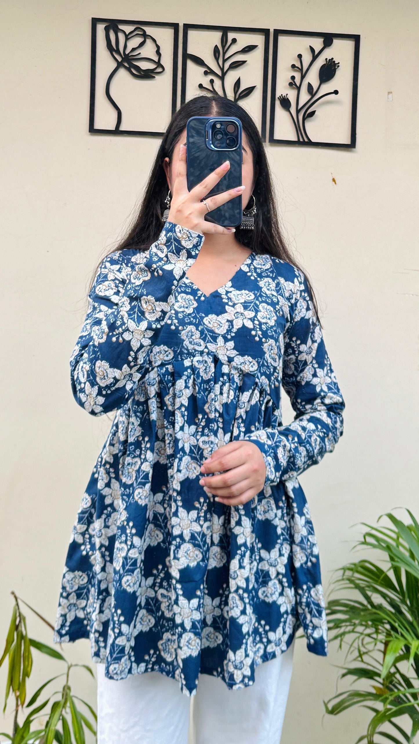 Cotton Flared Printed Aliacut Peplum Top