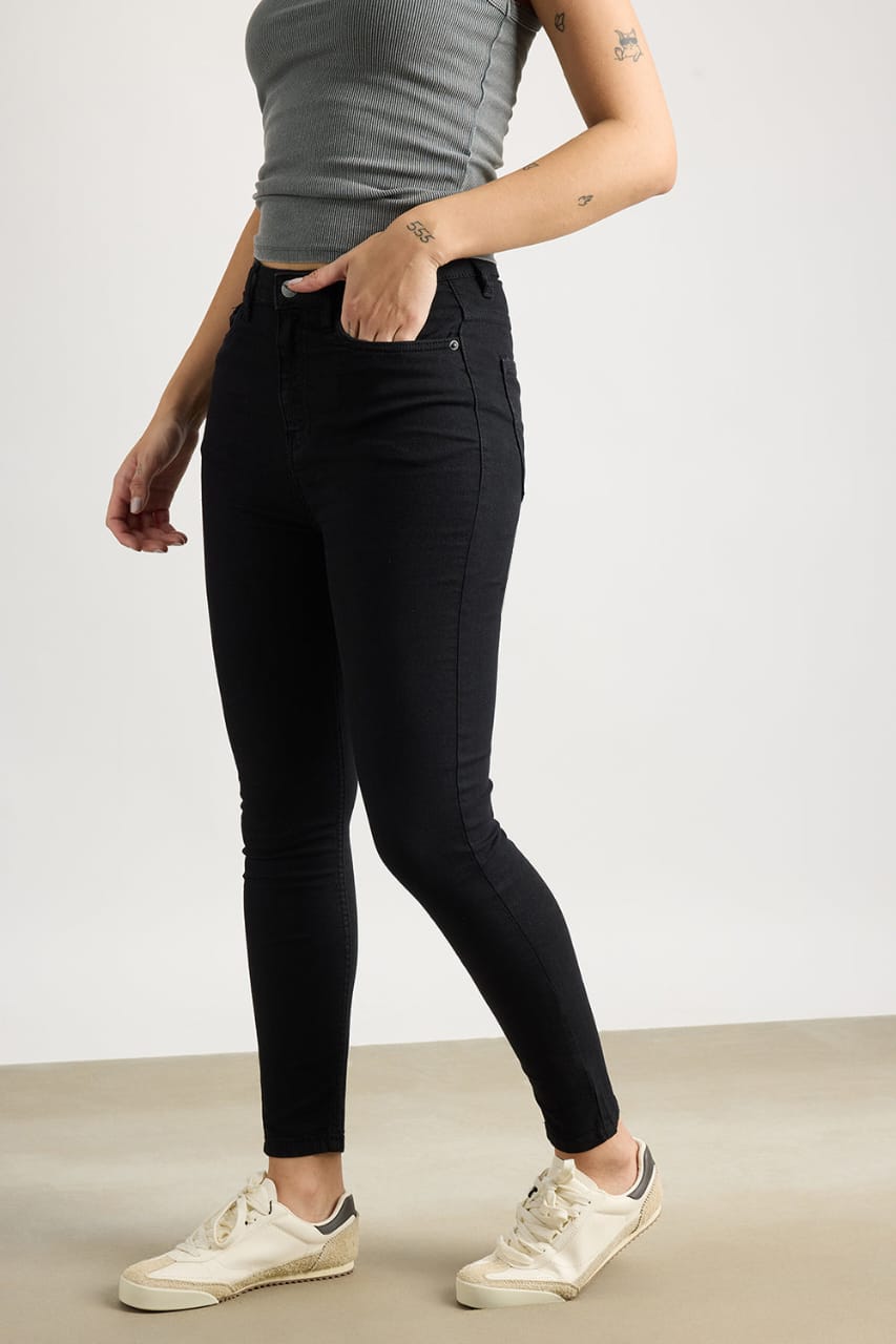 High Waist Black Skin Fit Denim Jeans