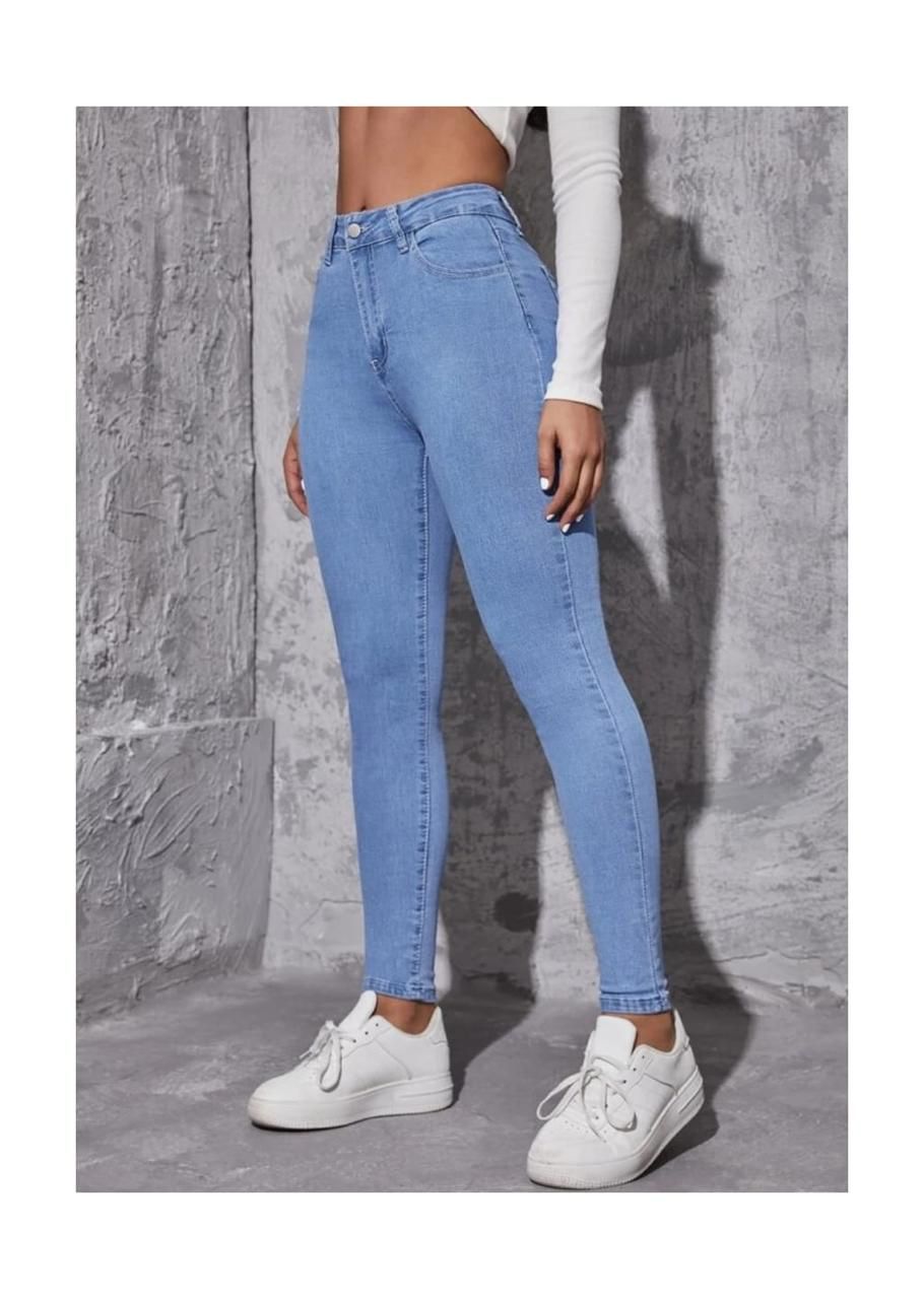 High Waist Ice Blue Skin Fit Denim Jeans