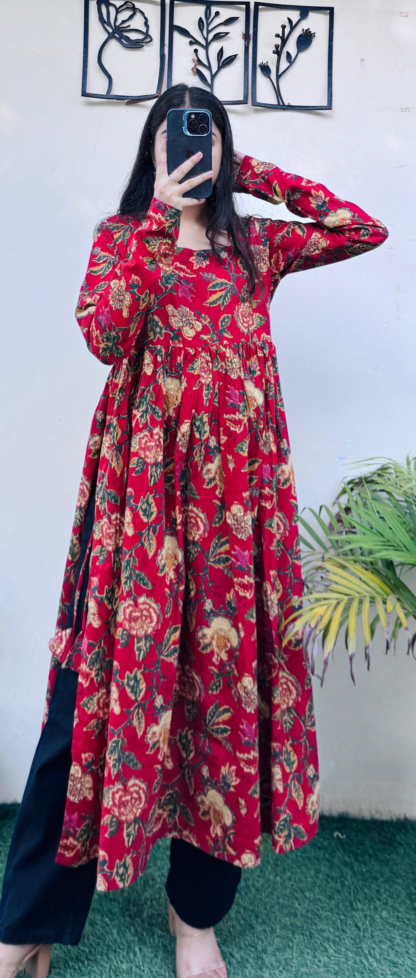 Cotton Full Sleeve Nayra Cut Long Kurti