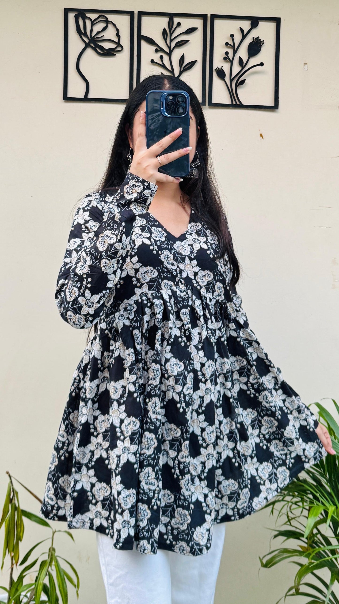 Cotton Flared Printed Aliacut Peplum Top