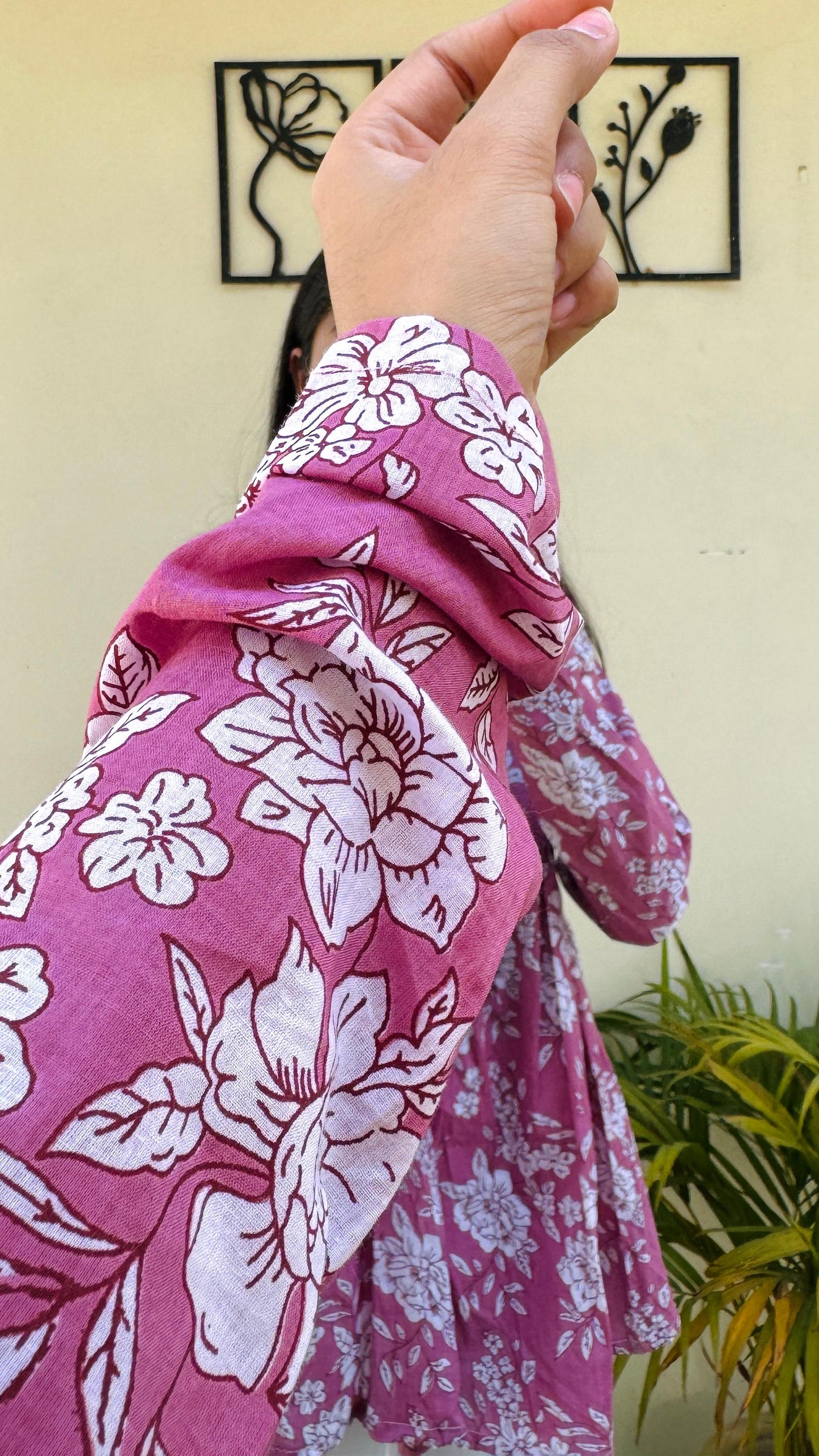Cotton Pink Flared Floral Print Aliacut Peplum Top