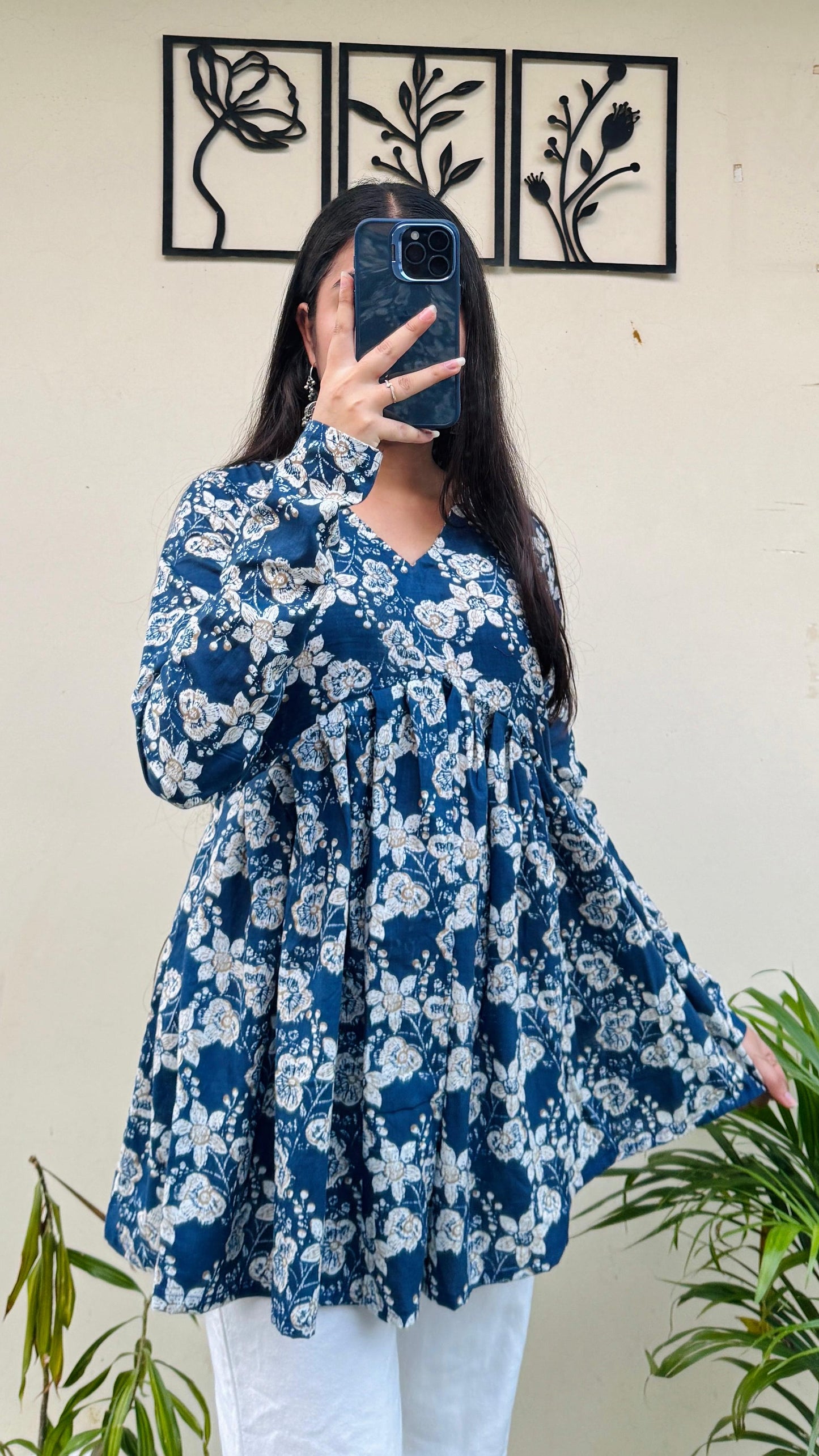 Cotton Flared Printed Aliacut Peplum Top