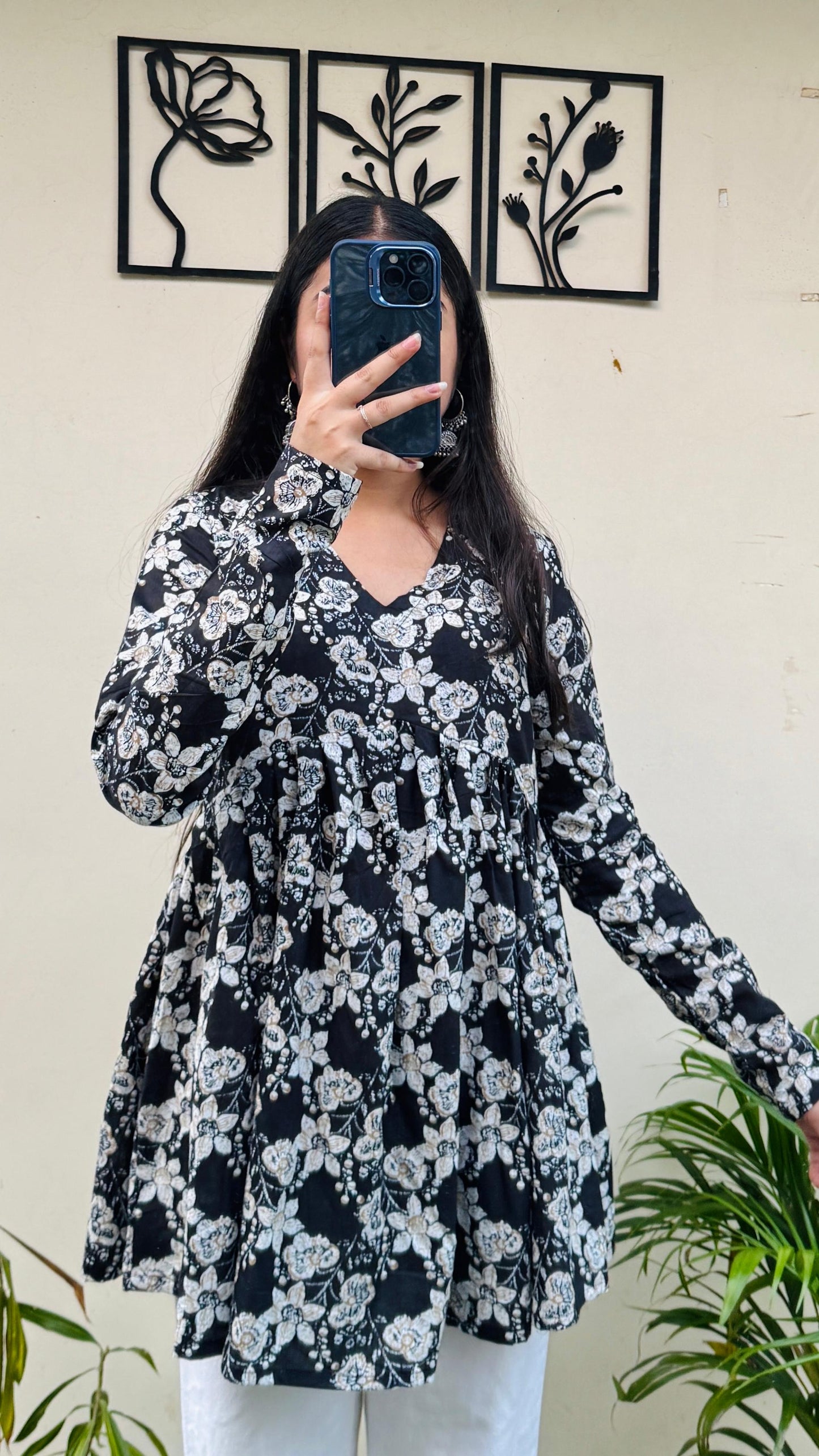 Cotton Flared Printed Aliacut Peplum Top