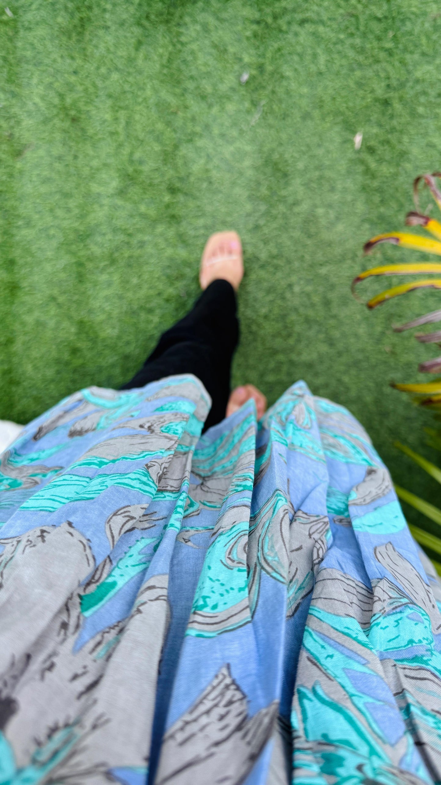 Cotton Blue Flared Printed Aliacut Peplum Top