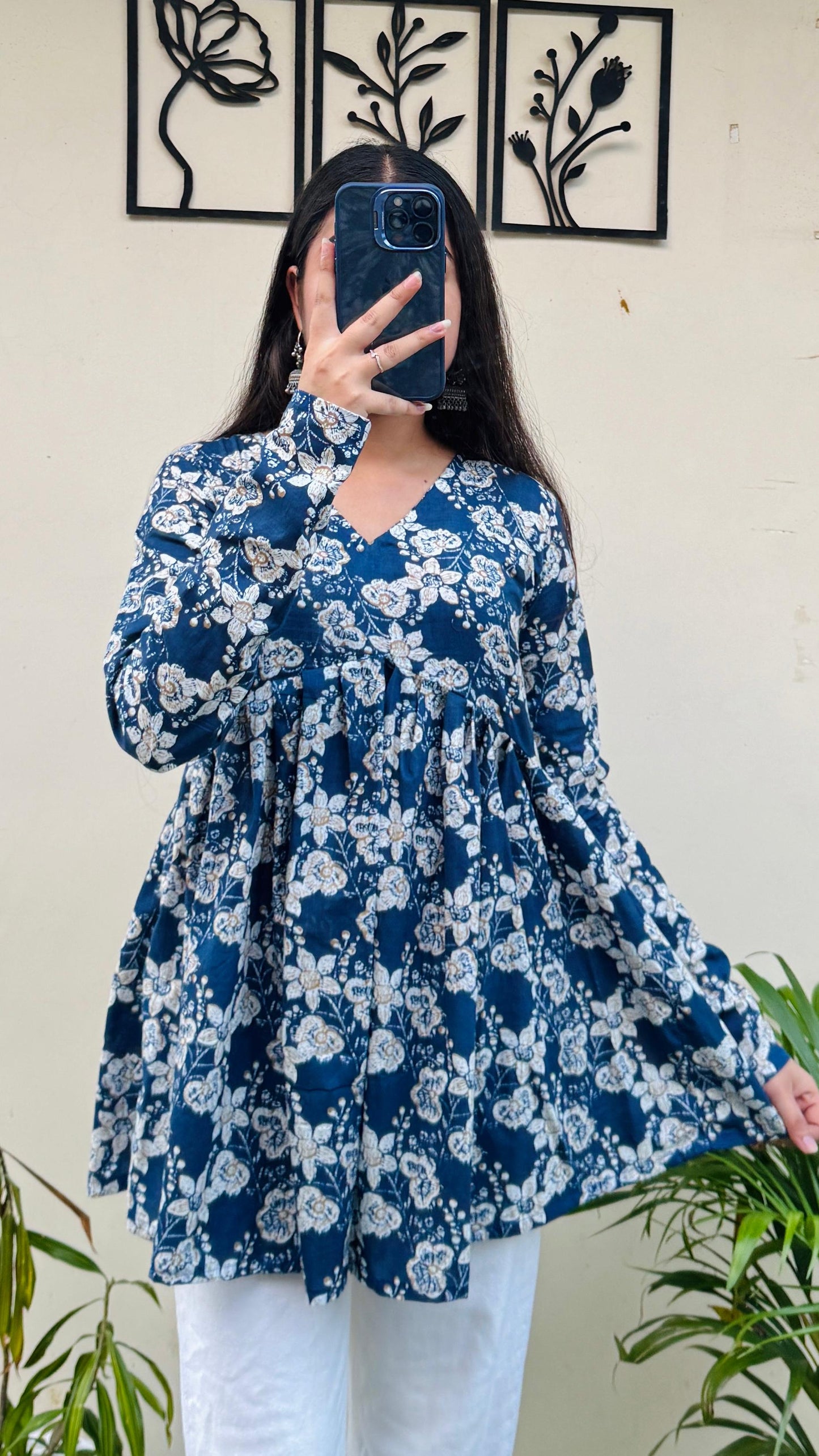 Cotton Flared Printed Aliacut Peplum Top