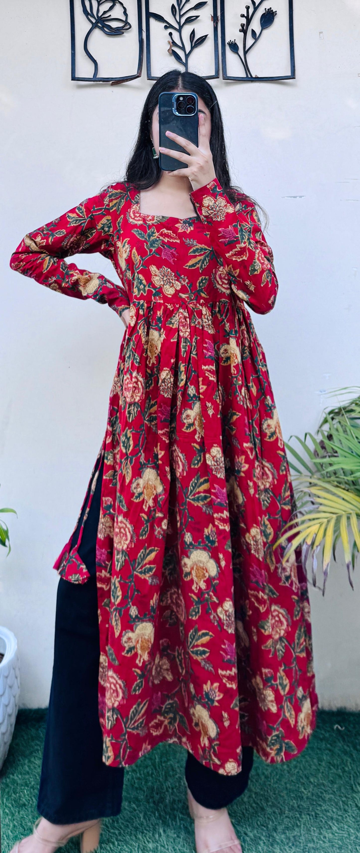 Cotton Full Sleeve Nayra Cut Long Kurti