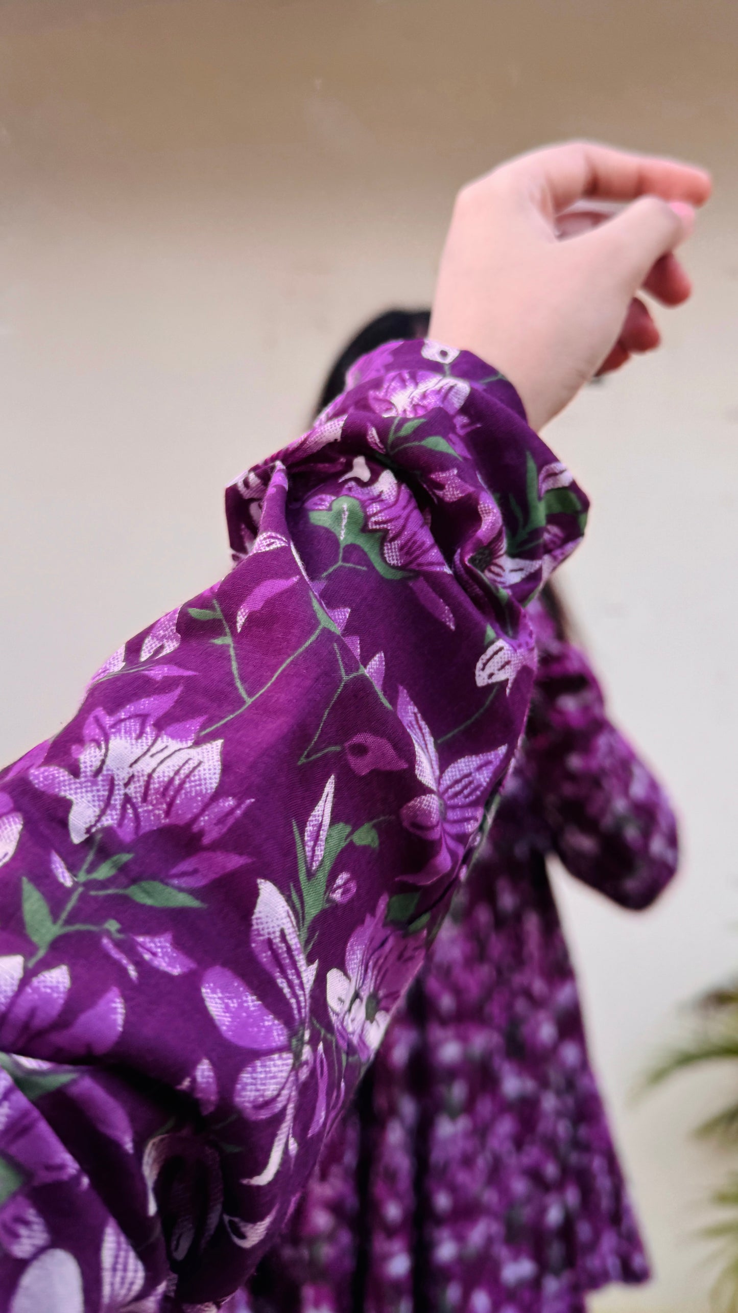 Cotton Wine Flared Printed Aliacut Peplum Top