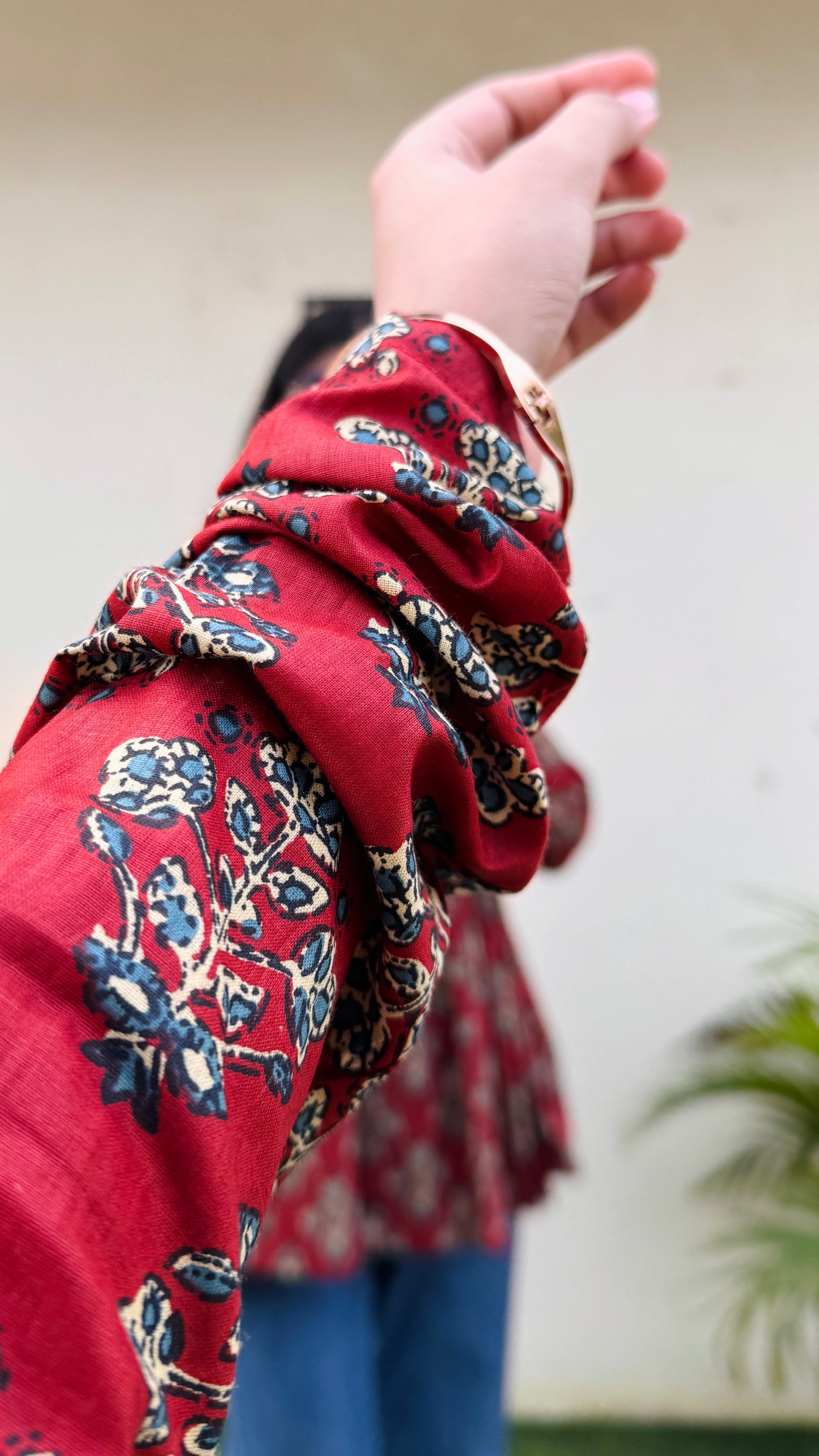 Cotton Brown Flared Printed Aliacut Peplum Top