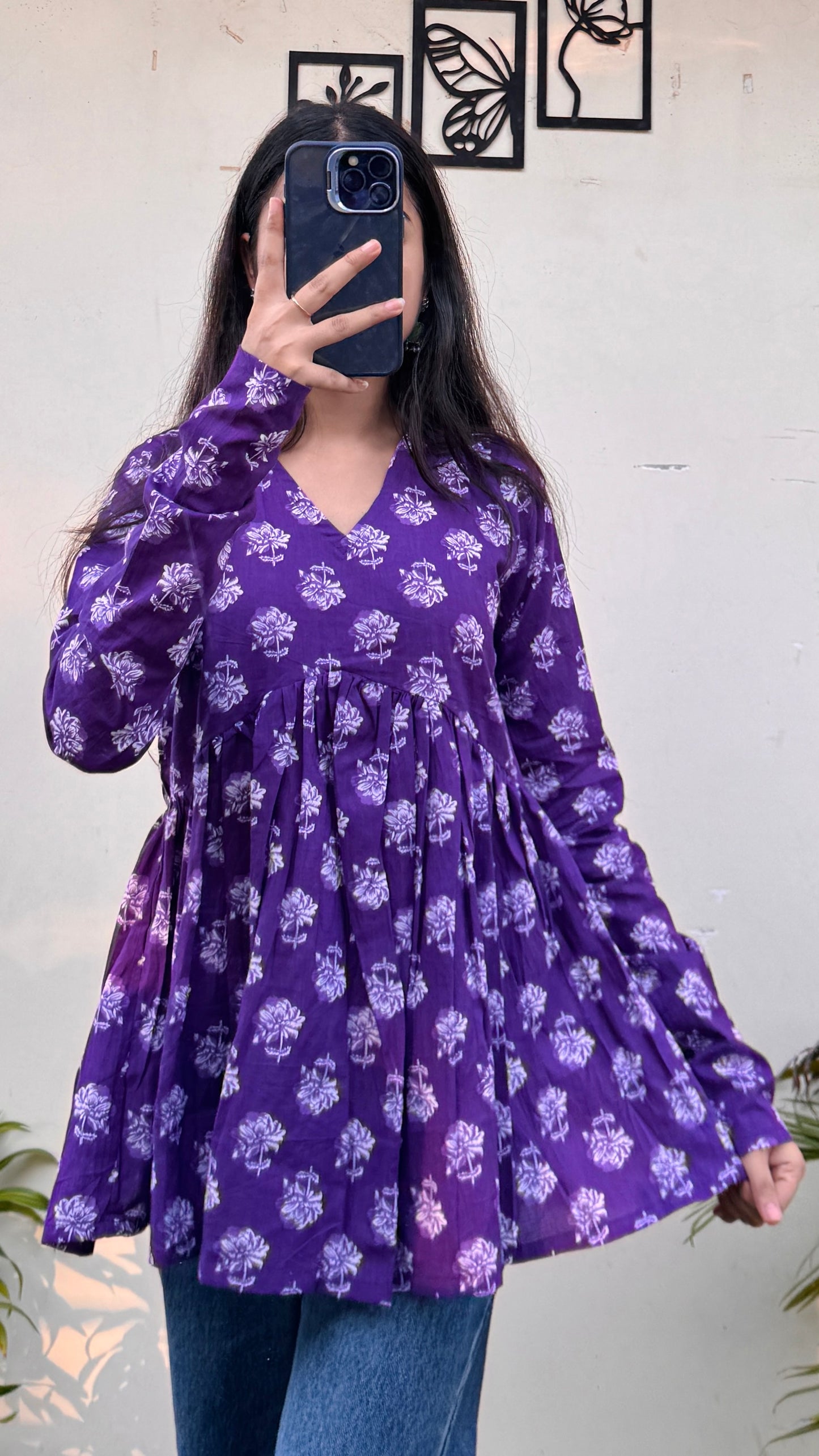 Cotton Flared Printed Aliacut Peplum Top