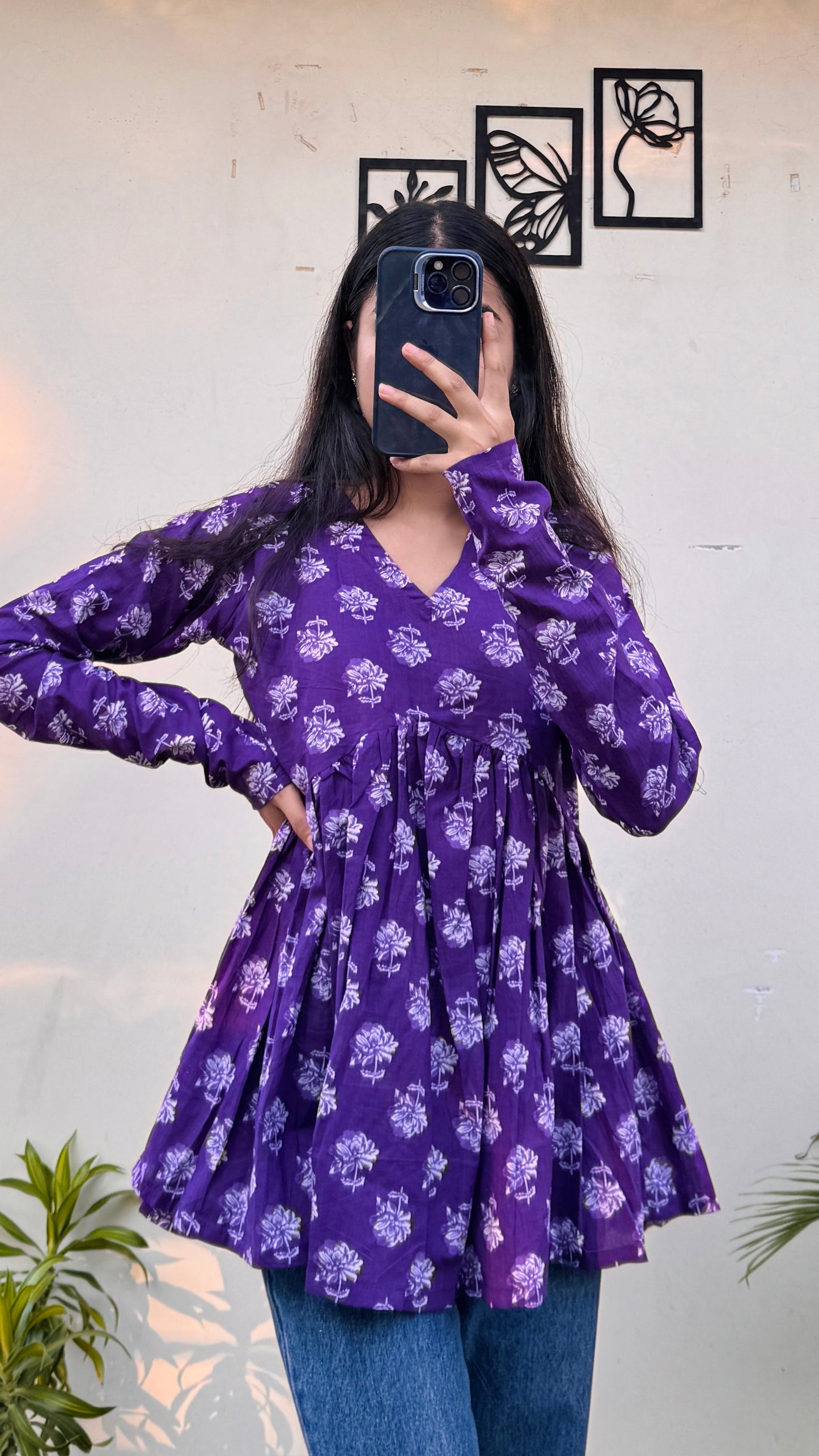 Cotton Flared Printed Aliacut Peplum Top