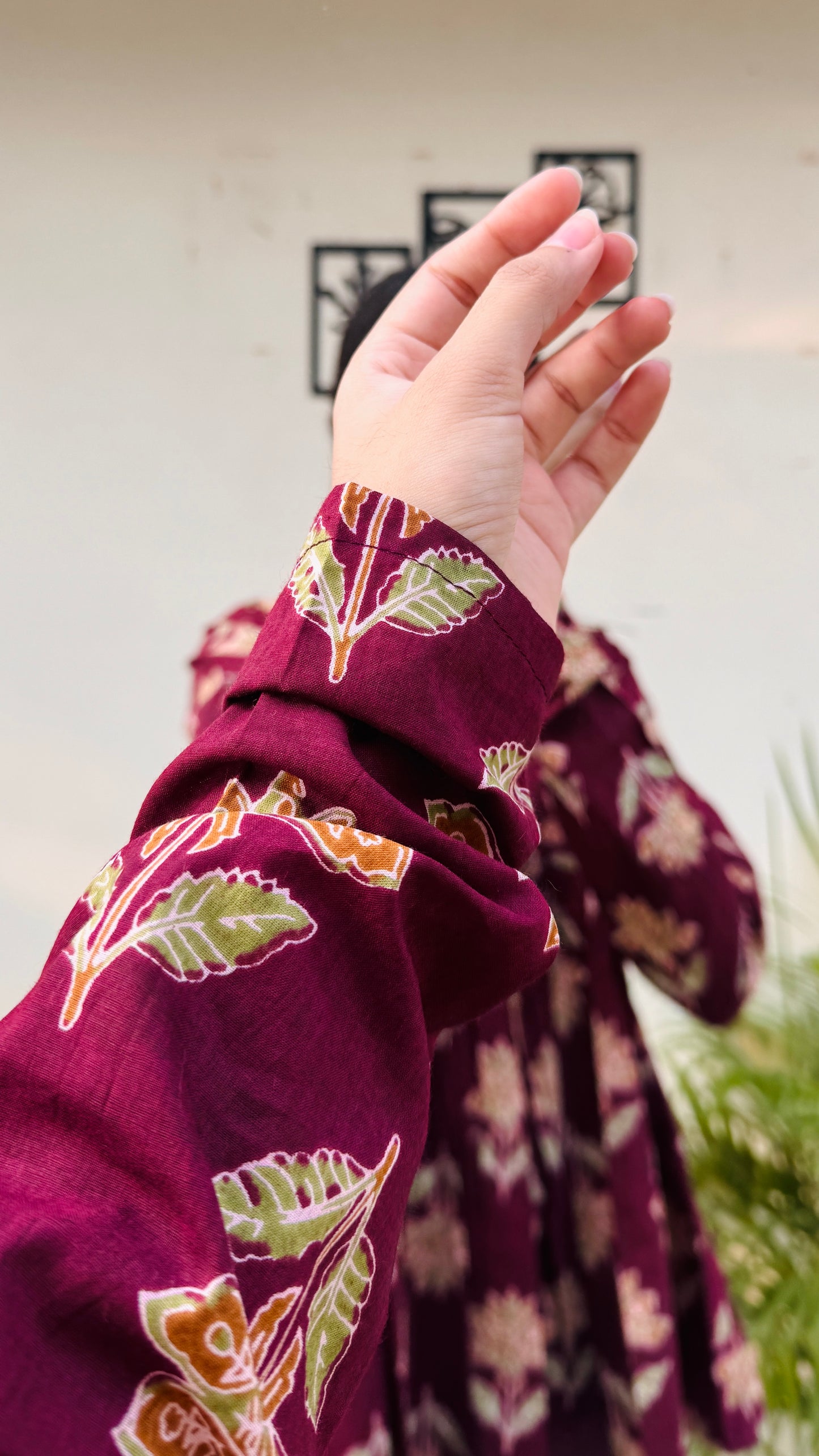 Cotton Maroon Flared Printed Aliacut Peplum Top