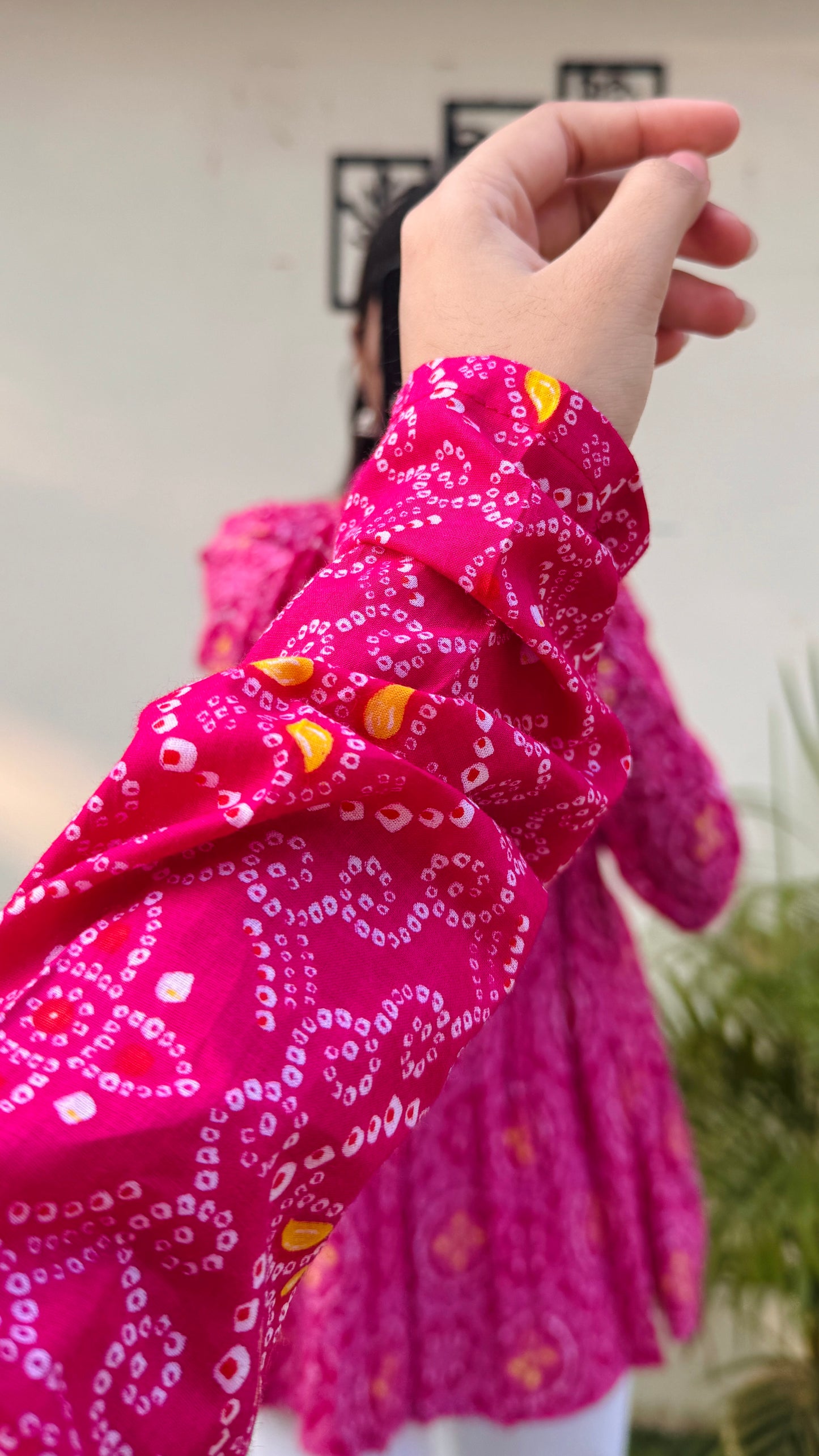 Cotton Dark Pink Flared Printed Aliacut Peplum Top