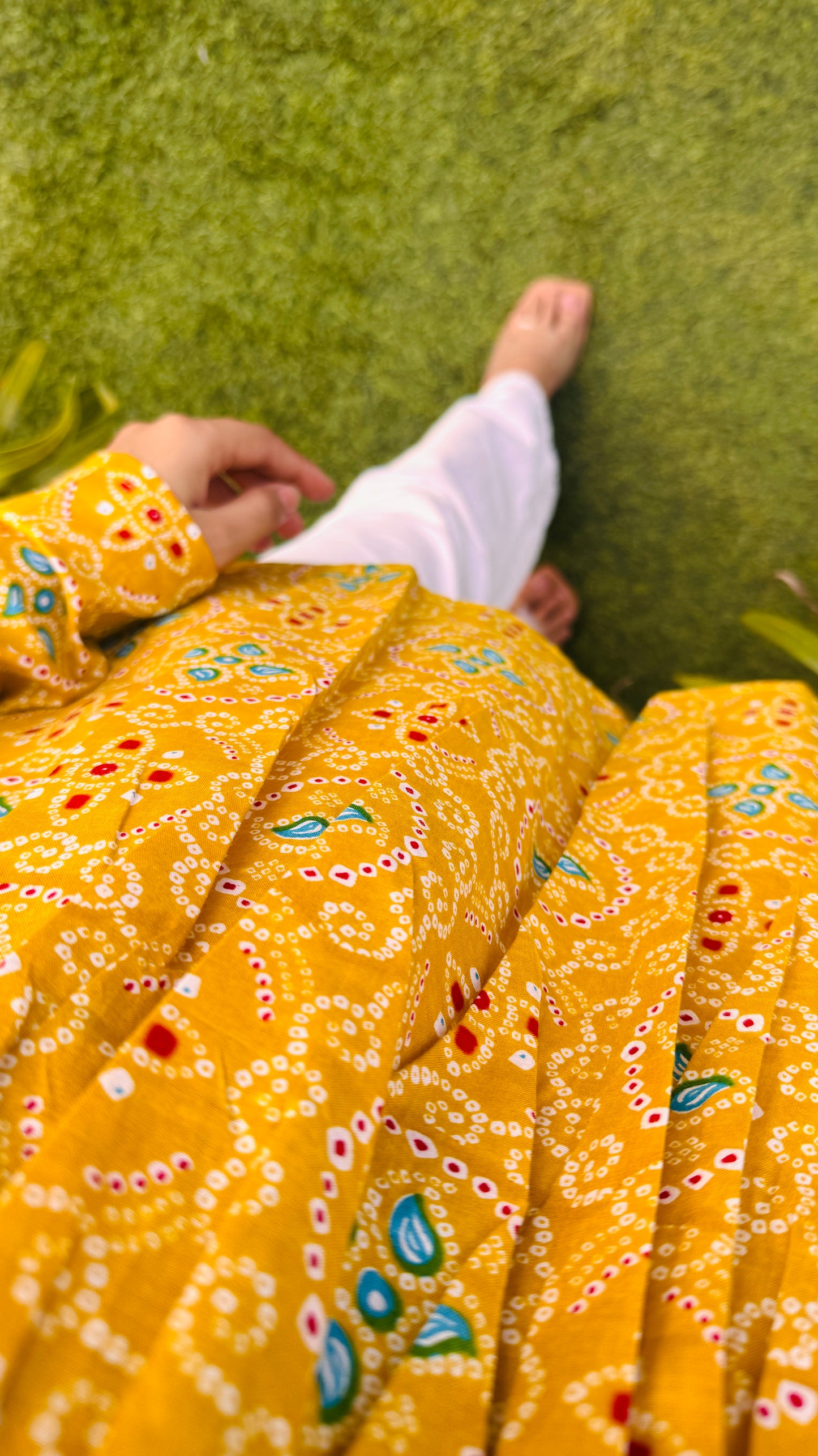 Cotton Yellow Flared Printed Aliacut Peplum Top