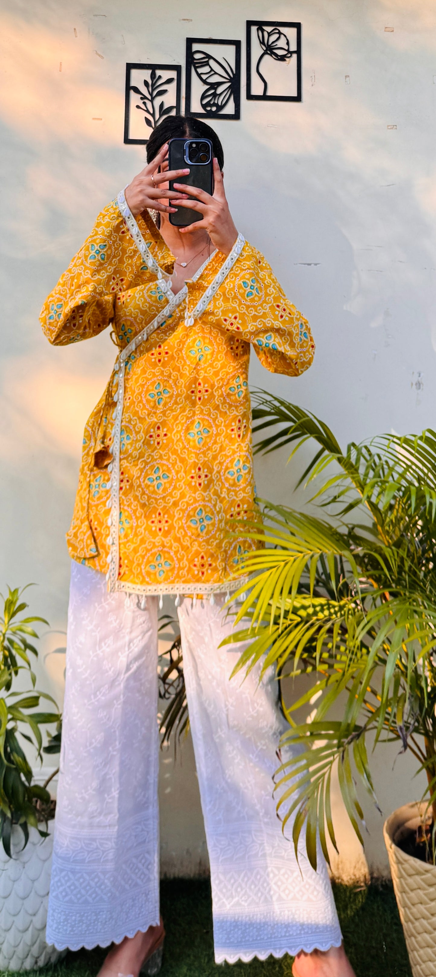 Cotton Bandhani Print Shells Detailing Angrakha Kurti