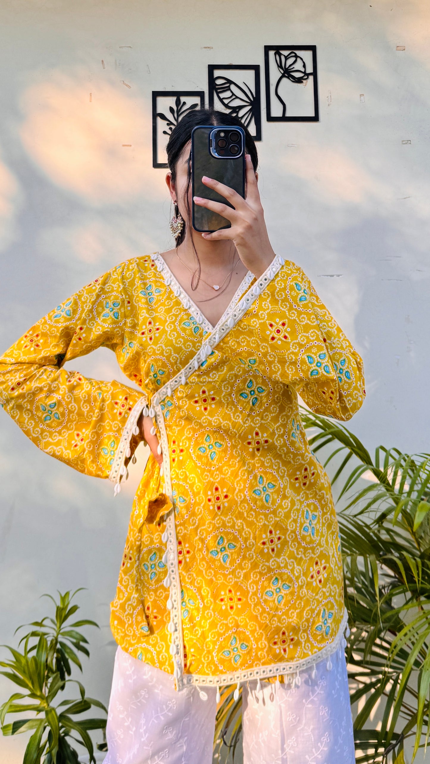 Cotton Bandhani Print Shells Detailing Angrakha Kurti