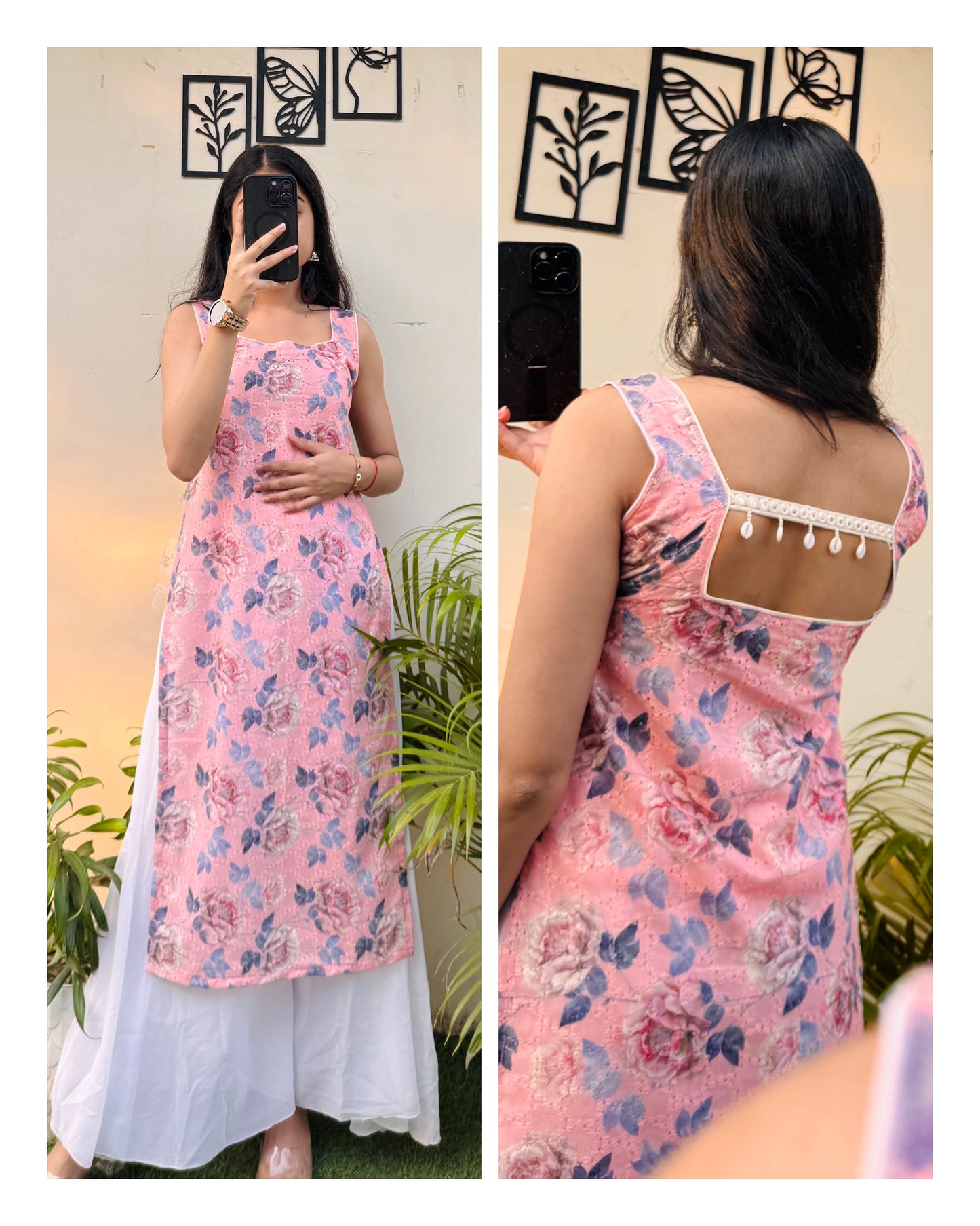 Hakoba Straight Backless Kurti