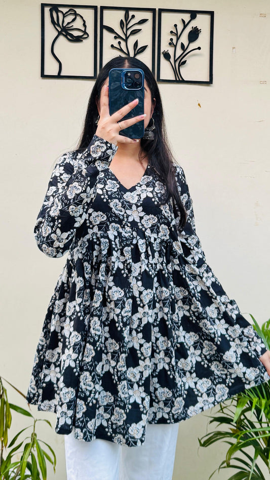 Cotton Flared Printed Aliacut Peplum Top