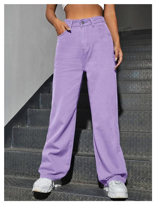 High Waist Lavender Wide Leg Denim