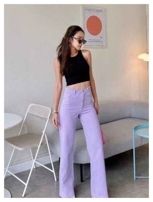High Waist Lavender Wide Leg Denim