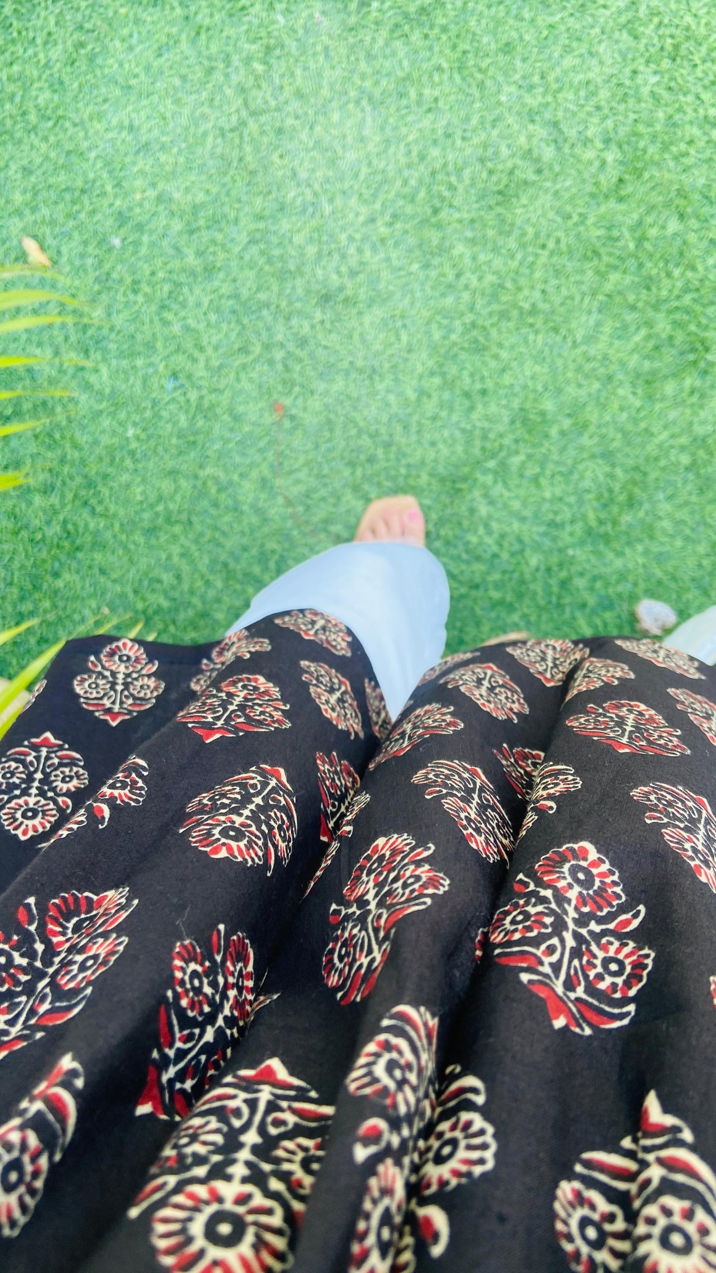 Cotton Flared Ajarakh Print Aliacut Peplum Top