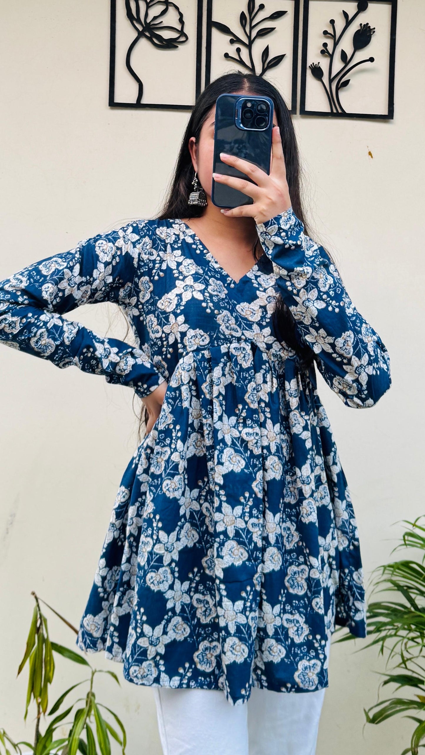 Cotton Flared Printed Aliacut Peplum Top