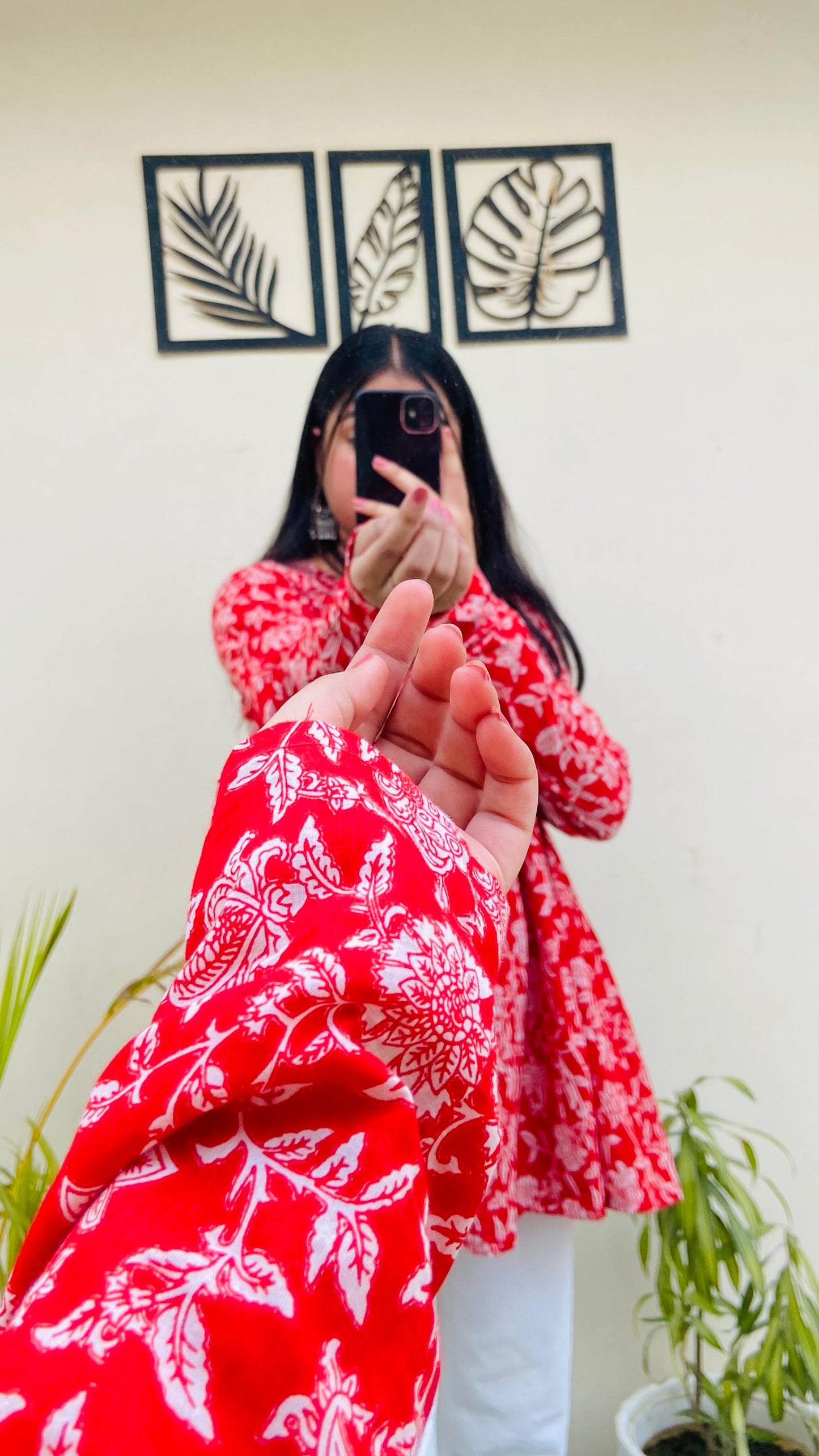 Cotton Flared Floral Print Aliacut Peplum Top