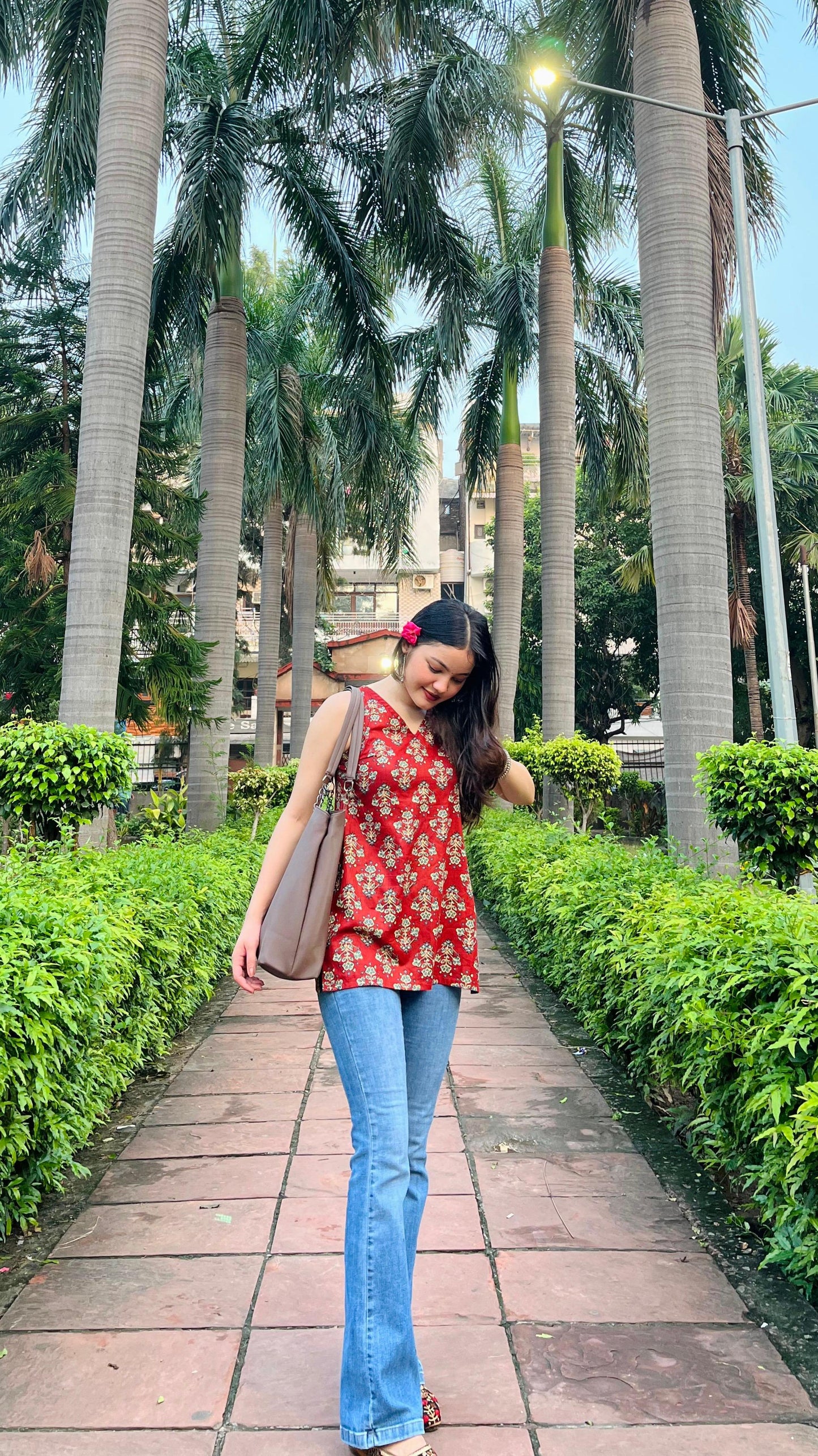 Cotton Sleeveless Backless Short Kurti